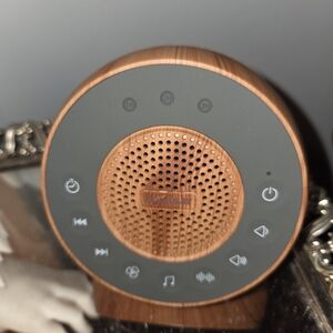 Elegant Wood Grain Sound Machine with Gray Details